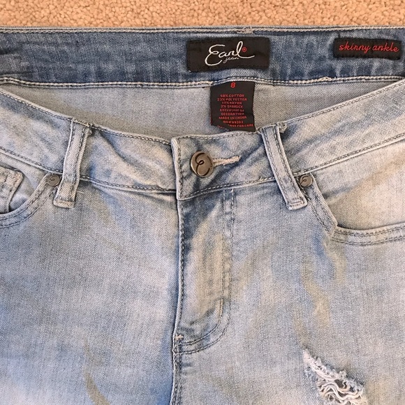 Earl Distressed Skinny Jeans Womens Size 8 Ankle Length Super Stretch Denim Blue - Picture 6 of 16
